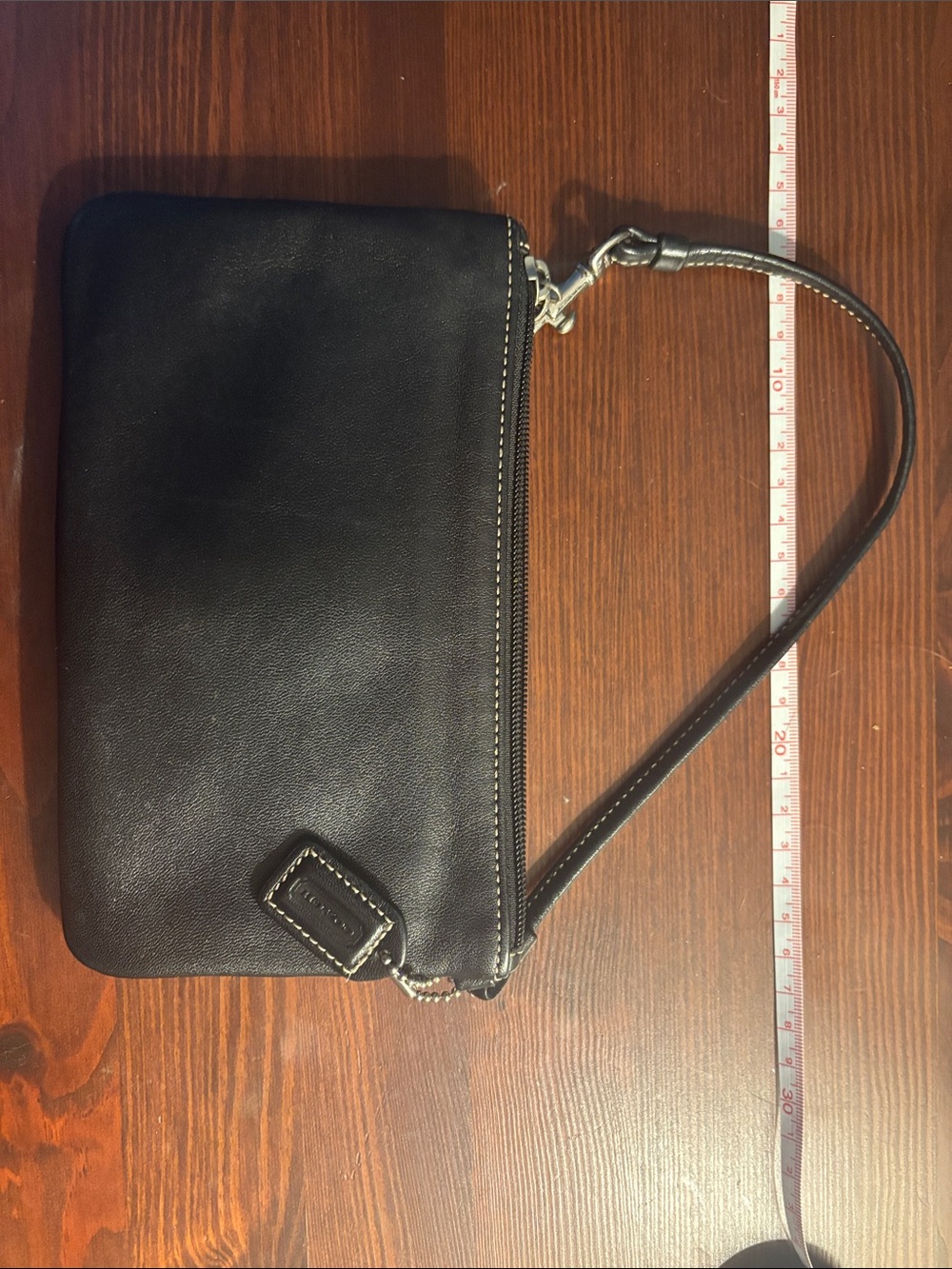 Coach Black Leather Wristlet with Silver Buckle - Picture 2 of 6